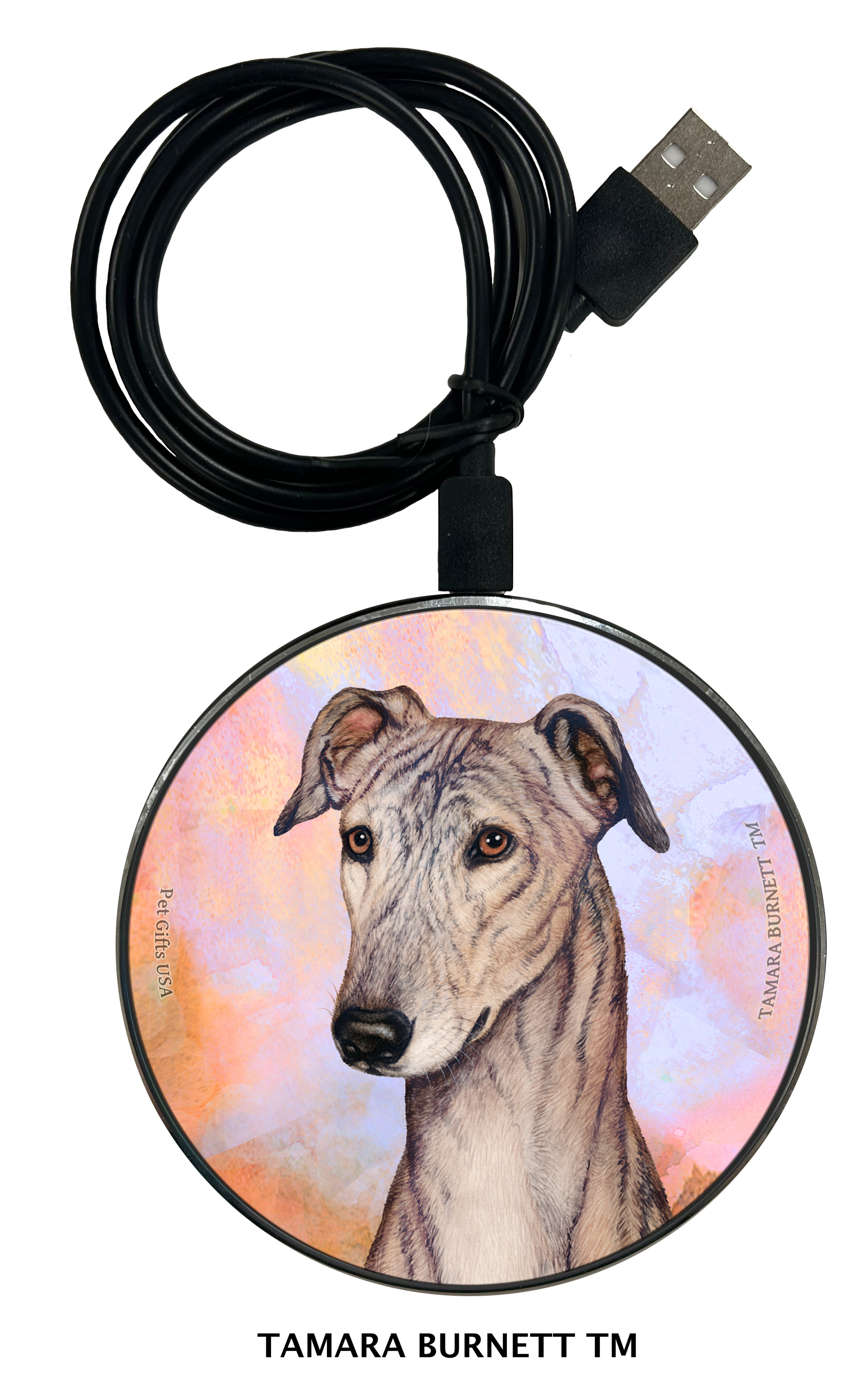 Greyhound Fawn Brindle - Zoomies Phone Charger image
